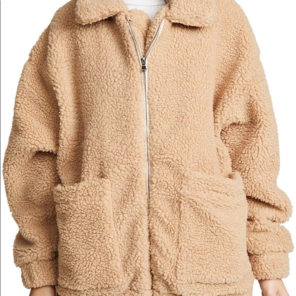 I AM GIA Oversized Teddy Camel Zip Jacket S